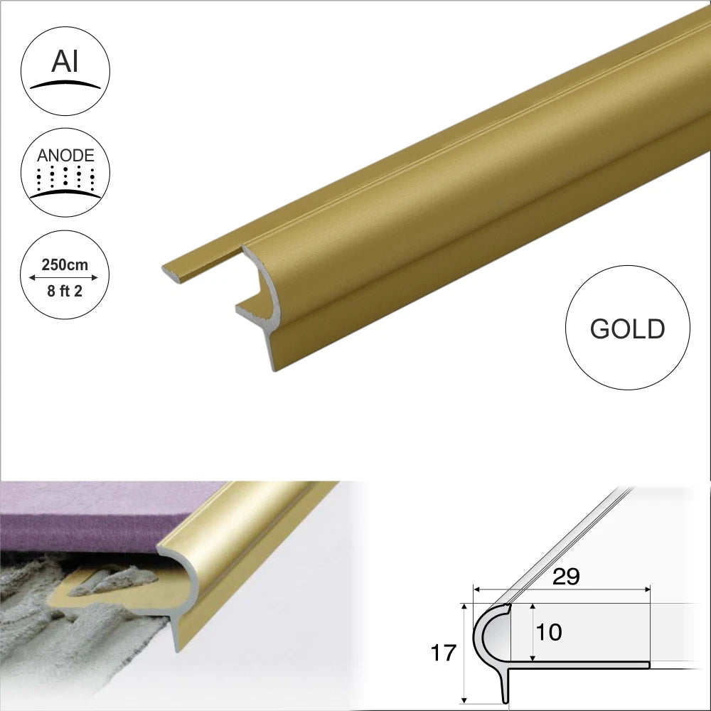2.5m ROUNDED STAIR NOSING EDGE TRIM STEP NOSE EDGING NOSINGS FOR TILES A80