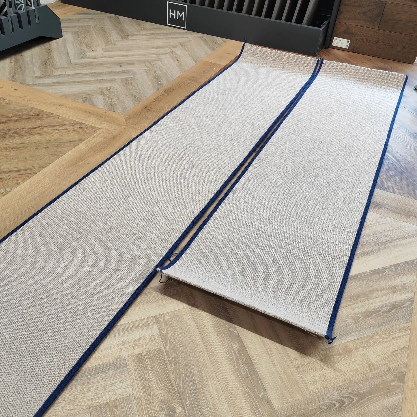 100% New Wool Loop Stair Runner 57cm x 6.5m Blue Bound Cormar Carpet New
