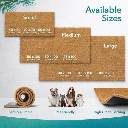 Natural Coir Matting 17mm PVC Backed | Heavy Duty Entrance Door Mat Top Quality!