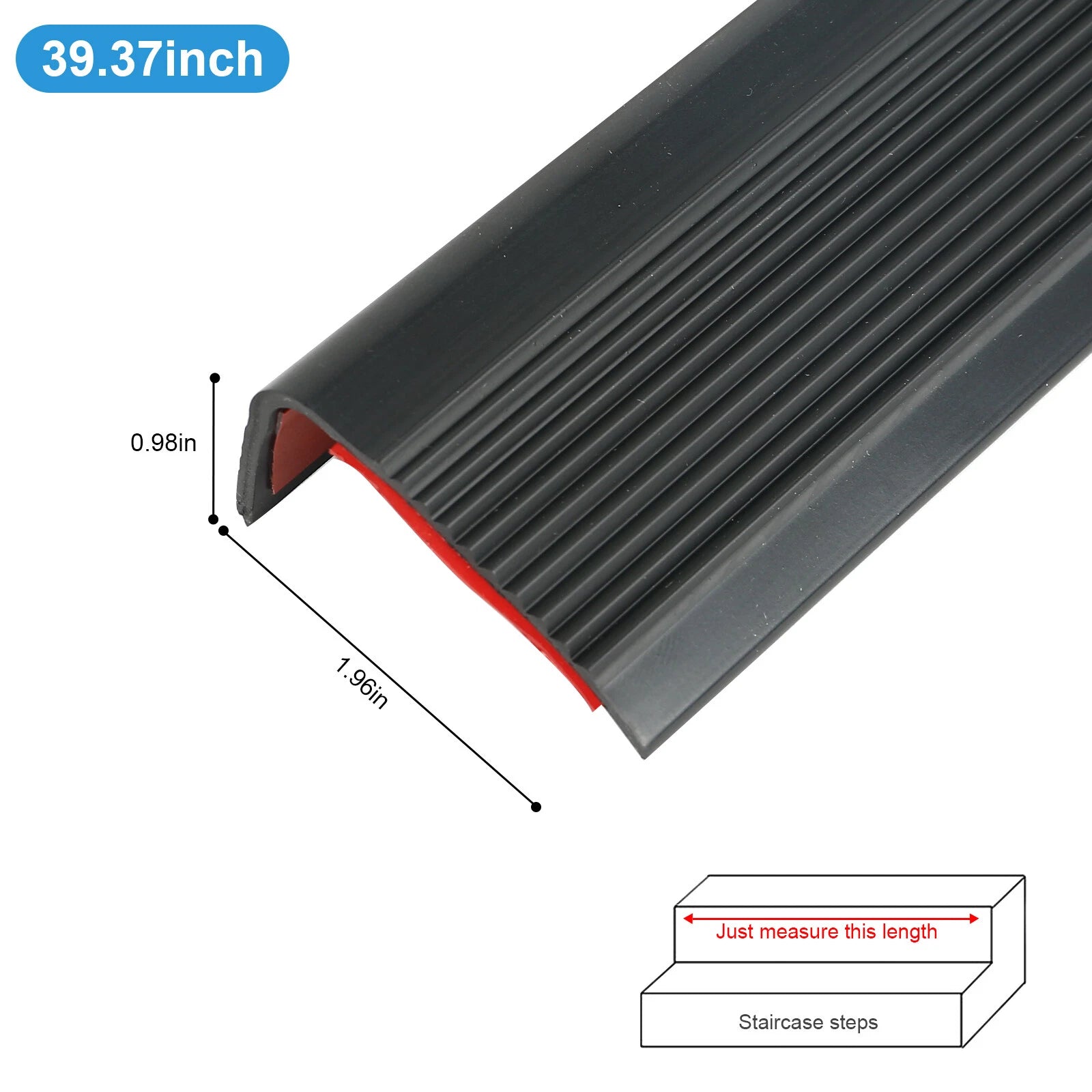 Rubber Stair Nosing Edge Anti non Slip PVC Angle Step Protect Edge Trim 39 Inch