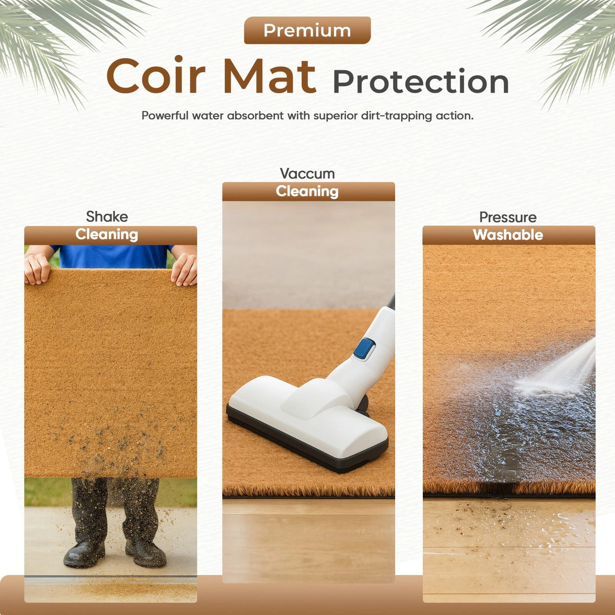Coir Matting Outdoor Heavy Duty Entrance Non Slip Welcome Mat Rubber Mat Rug UK