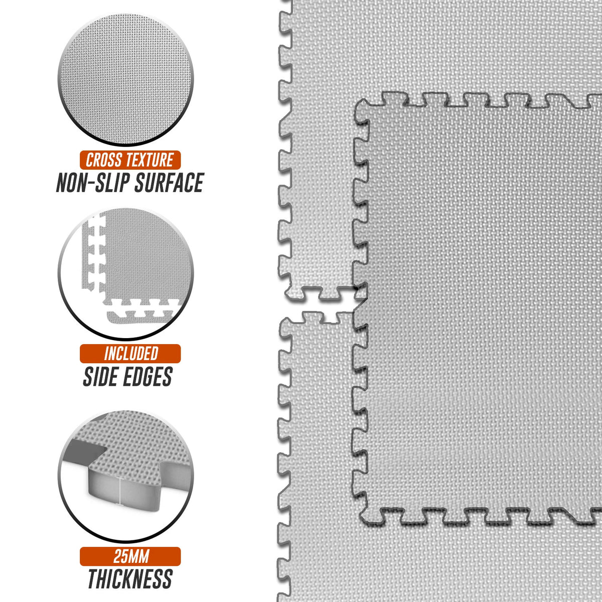 EVA INTERLOCKING FLOOR MATS SOFT FOAM GYM FLOORING MAT YOGA TILES 25 MM 60x60CM