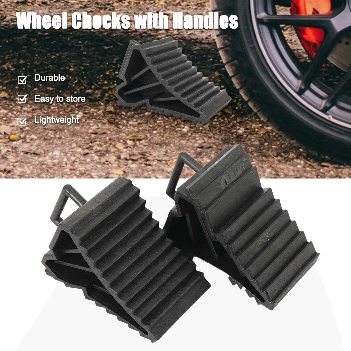 Buy Heavy Duty Wheel Chocks 4-Piece Set for Cars UK – Rubber Fit Floors