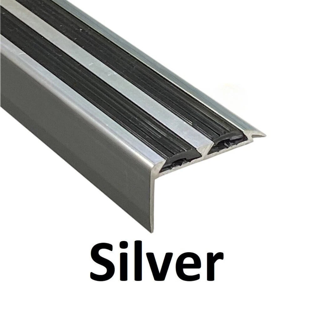 Aluminium Stair Nosing Edge Trim Step Nose Edging Carpet - Silver / Grey / Black