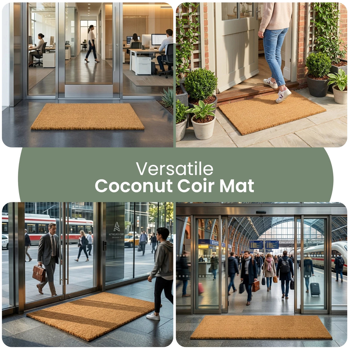 Heavy Duty Coconut Coir Door Mat Indoor Outdoor Entrance Matting Cut to Size UK