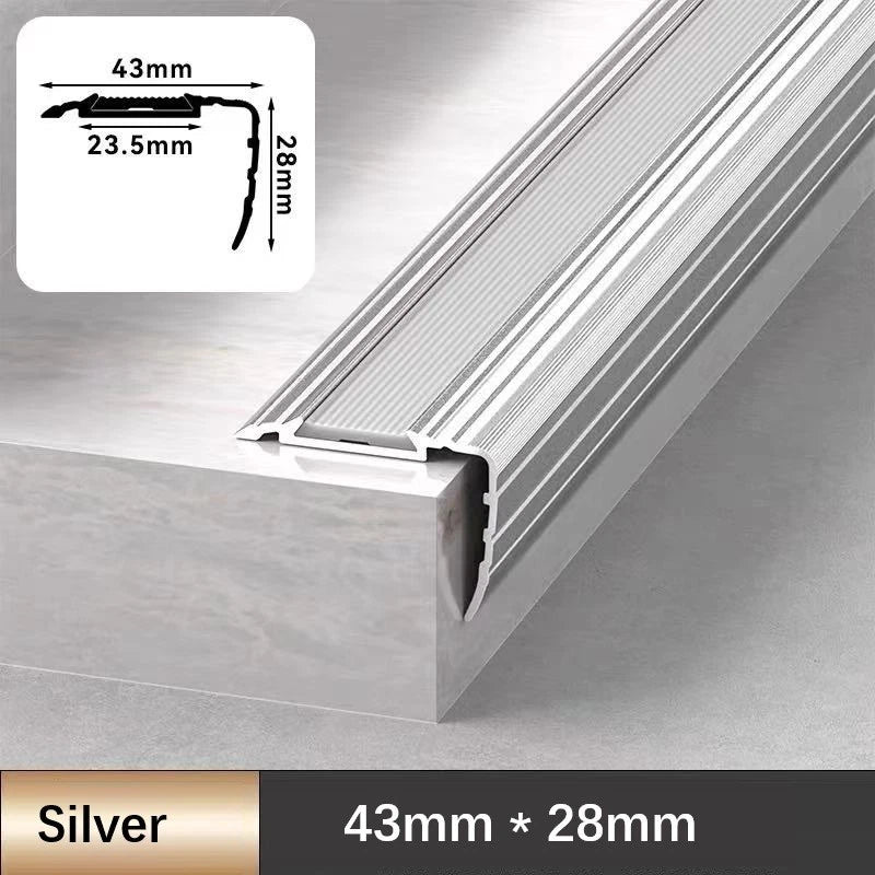Stair Nosing Anodised Aluminium Edge Trim Step Nose Edging 90cm long silver