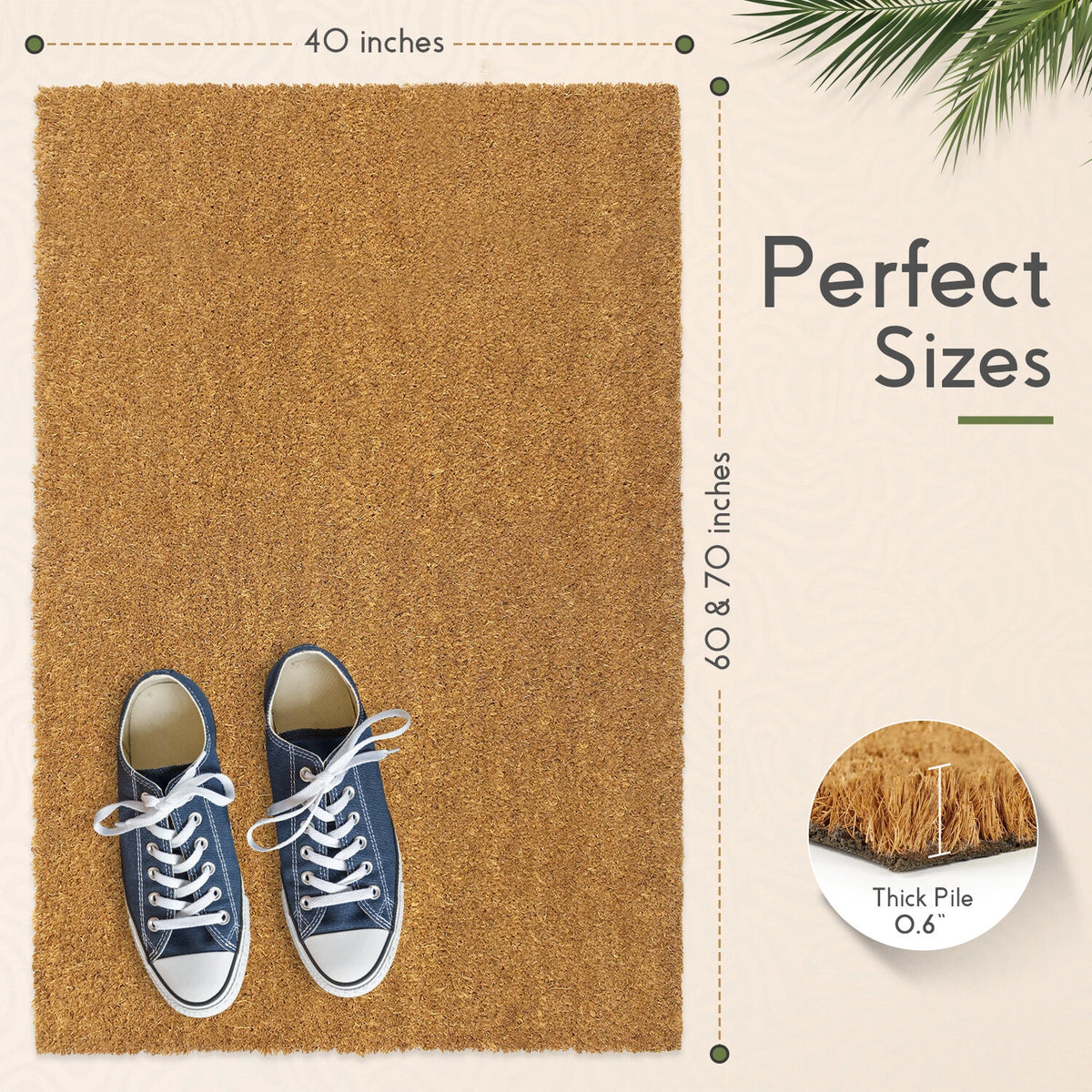 Heavy Duty Entrance Door Matting - Indoor / Outdoor Coconut Coir - Cut To Size