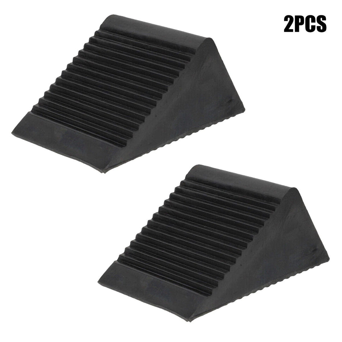 2Pcs Heavy Duty Rubber Wheel Chocks Tire Stopper For Car RV Truck Trailer