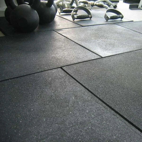 Rubber Gym Home Garage Floor Mat Tiles Flooring Heavy Duty 15mm Thick Black