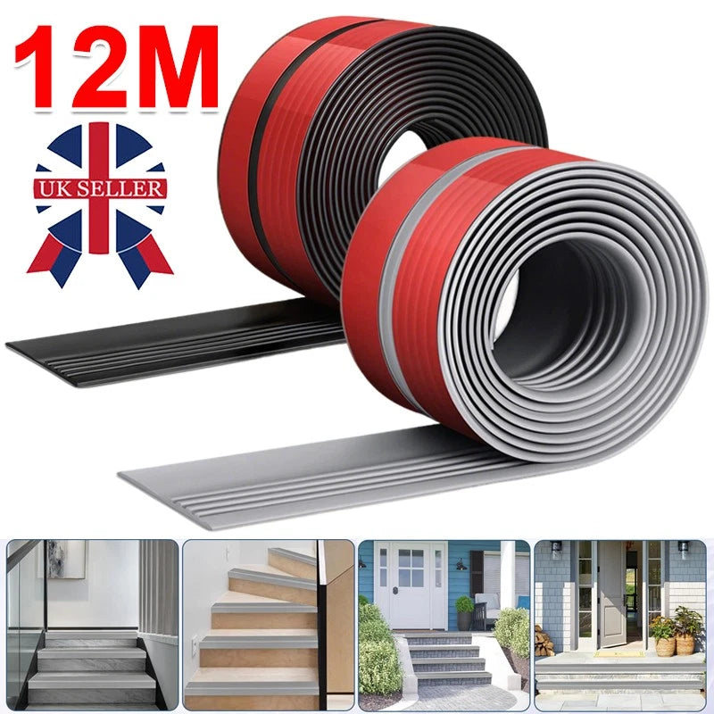 Self Adhesive Anti Slip Stair Nosing 12m Vinyl Rubber Edge Trim Bullnose Strips