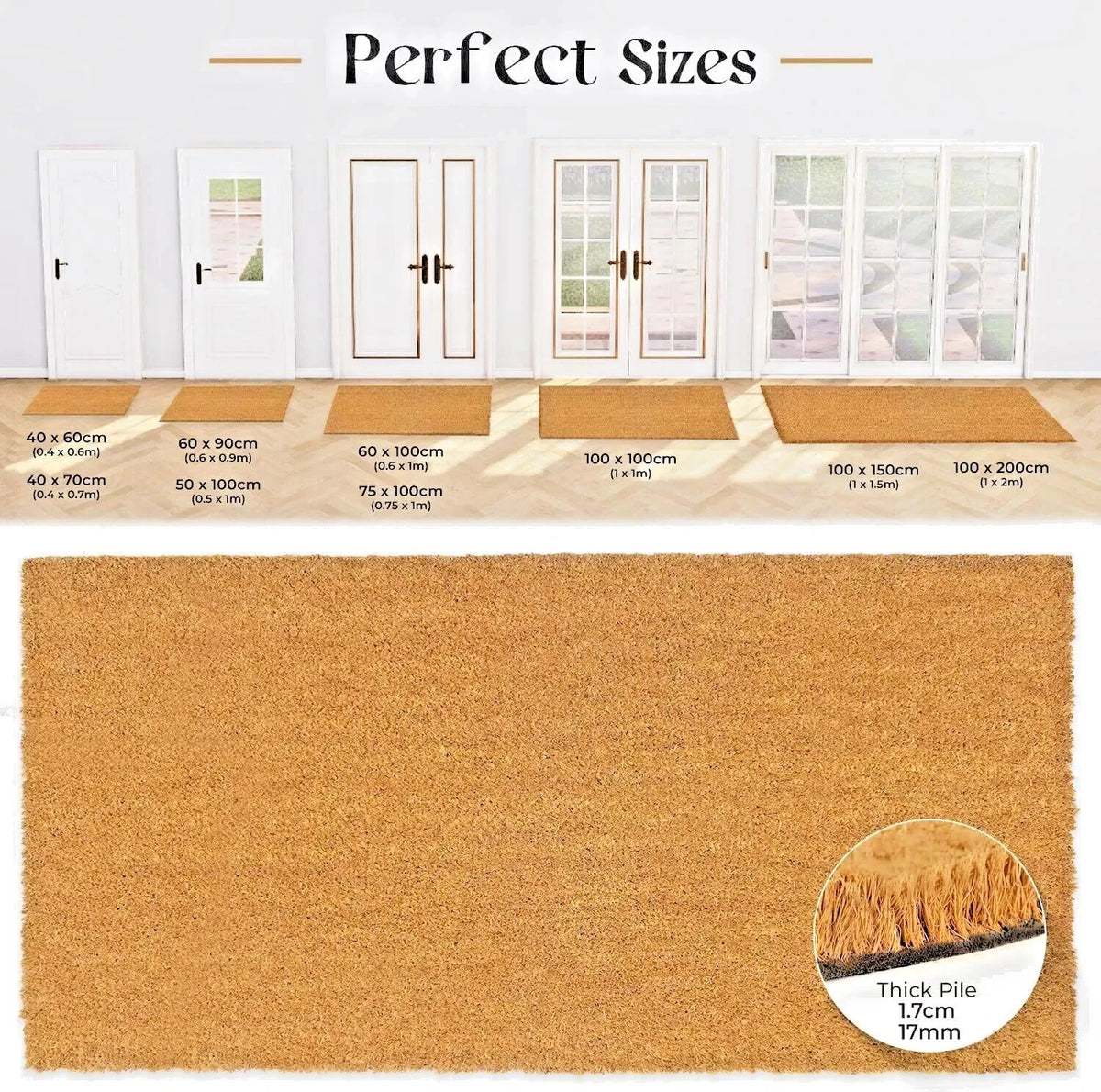 Heavy Duty Coir Entrance Door Matting Indoor / Outdoor Coconut Coir Cut To Size