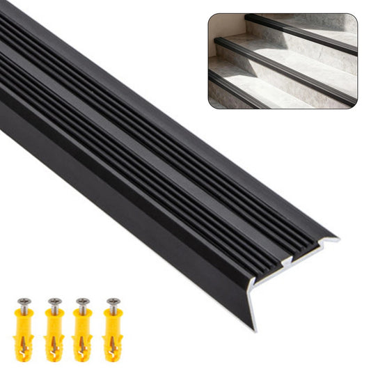 Black - Aluminium Stair Nosing Edge Trim Step Nose Edging Nosings - 90cm Long