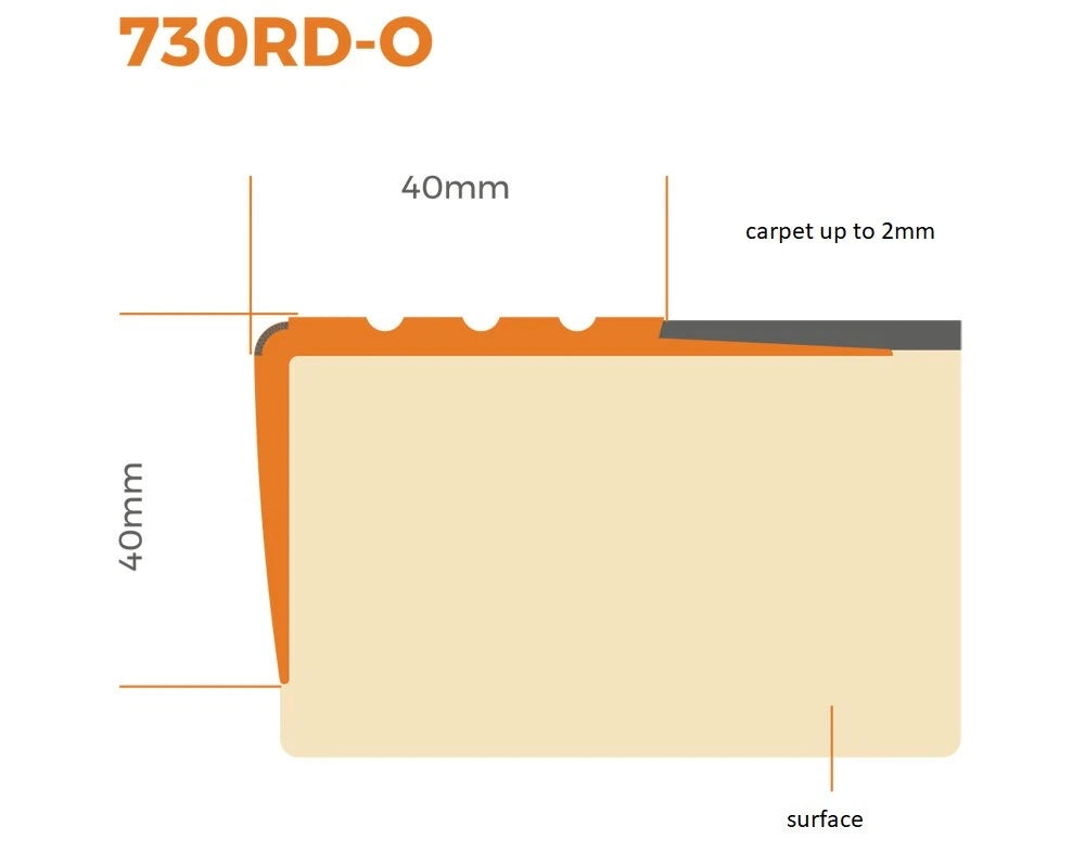 Stair Nosing Rubber Bullnose 118cm Non-Slip 40x40mm Step Edge Trim Cover RDO