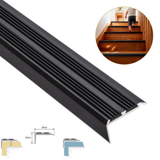 900 x 39 x 20mm Aluminium Stair Nosing Edge Trim Step Nose Edging Carpet - Black