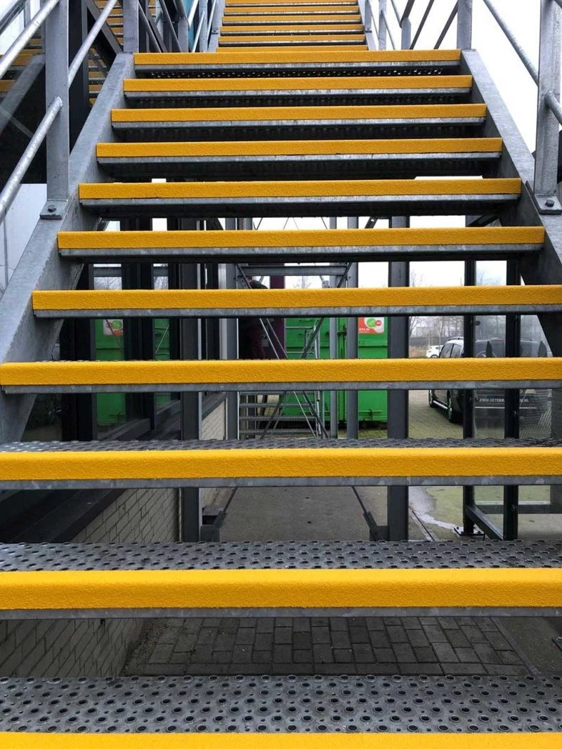 Yellow GRP Stair Nosings Heavy-Duty Anti-Slip Safety Tread Step Edge Protection