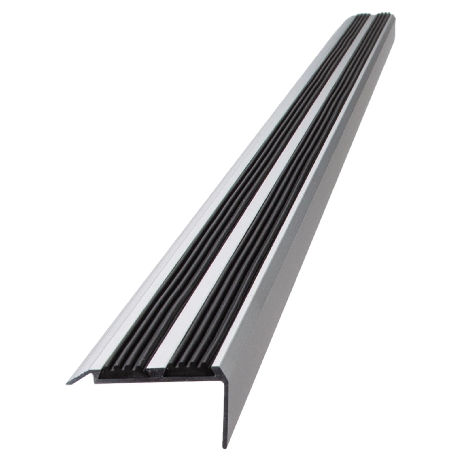 Aluminium Stair Nosing Edge Trim Step Nose Edging Carpet - Silver / Black