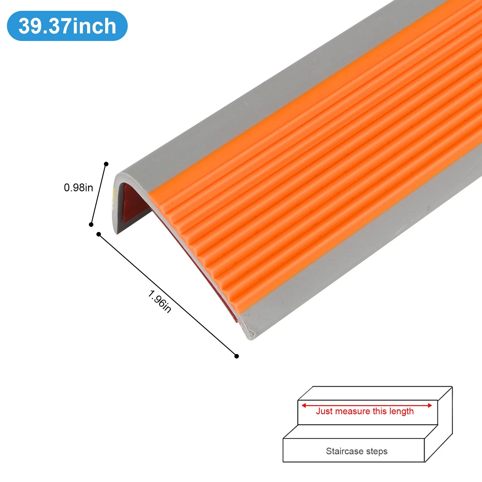 Rubber Stair Nosing Edge Anti non Slip PVC Angle Step Protect Edge Trim 39 Inch