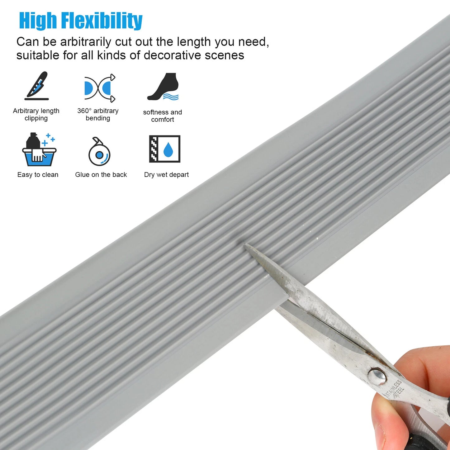 Rubber Stair Nosing Edge Anti non Slip PVC Angle Step Protect Edge Trim 39 Inch