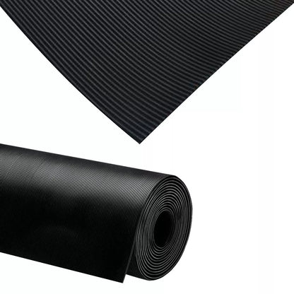 Fine Rib Rubber Sheet Matting Garage Flooring Sheeting Anti-Slip 3mm Thick and 1 Meter Wide