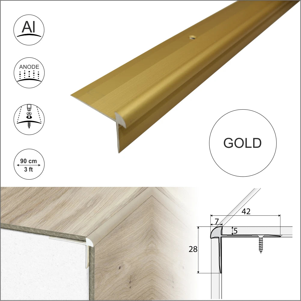 LVT 5mm Stair Nosing Aluminium Outer Corner Vinyl Flooring Edge Profile C29 Trim