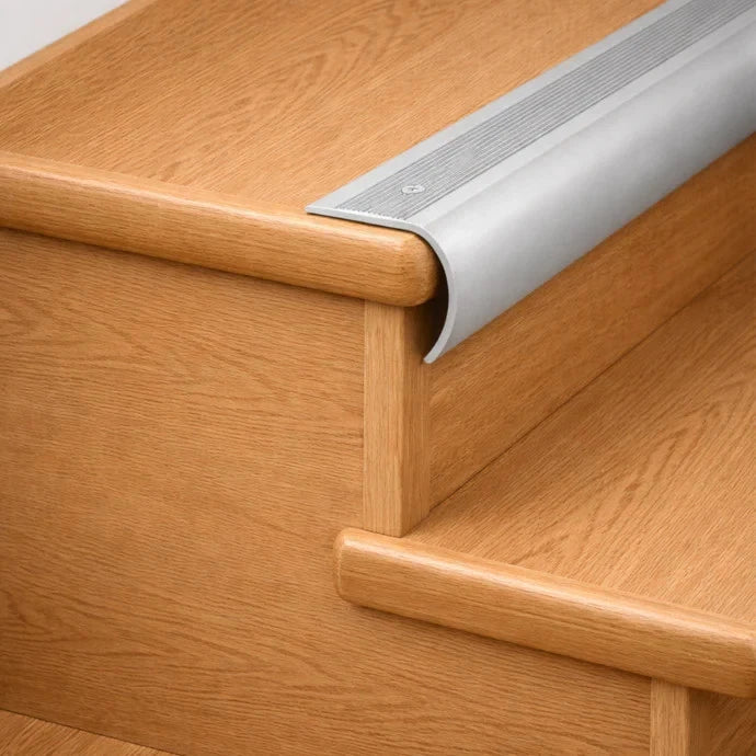 Aluminium Stair Nosing 35 × 45 mm Bullnose Edge Trim Anti Slip Step Edging 2M