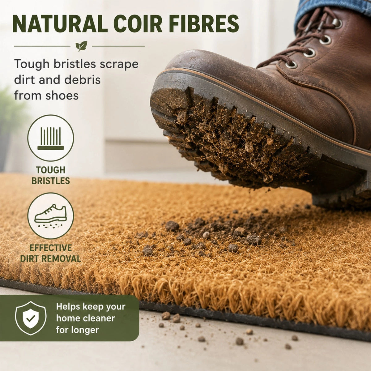 Heavy Duty Entrance Door Matting - Indoor / Outdoor Natural Coconut Coir Mats