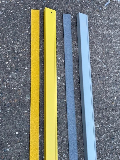 Painted aluminium anti-slip stair nosing / step edge - 9 grey & 1 yellow
