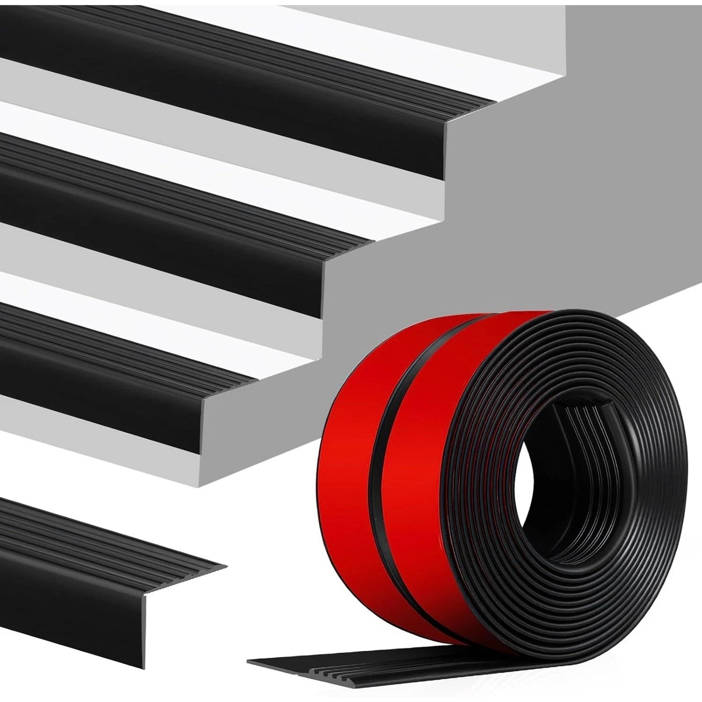 Self Adhesive Stair Nosing Rubber PVC Non-Slip Step Edge Trim Bullnose Strip 4mm