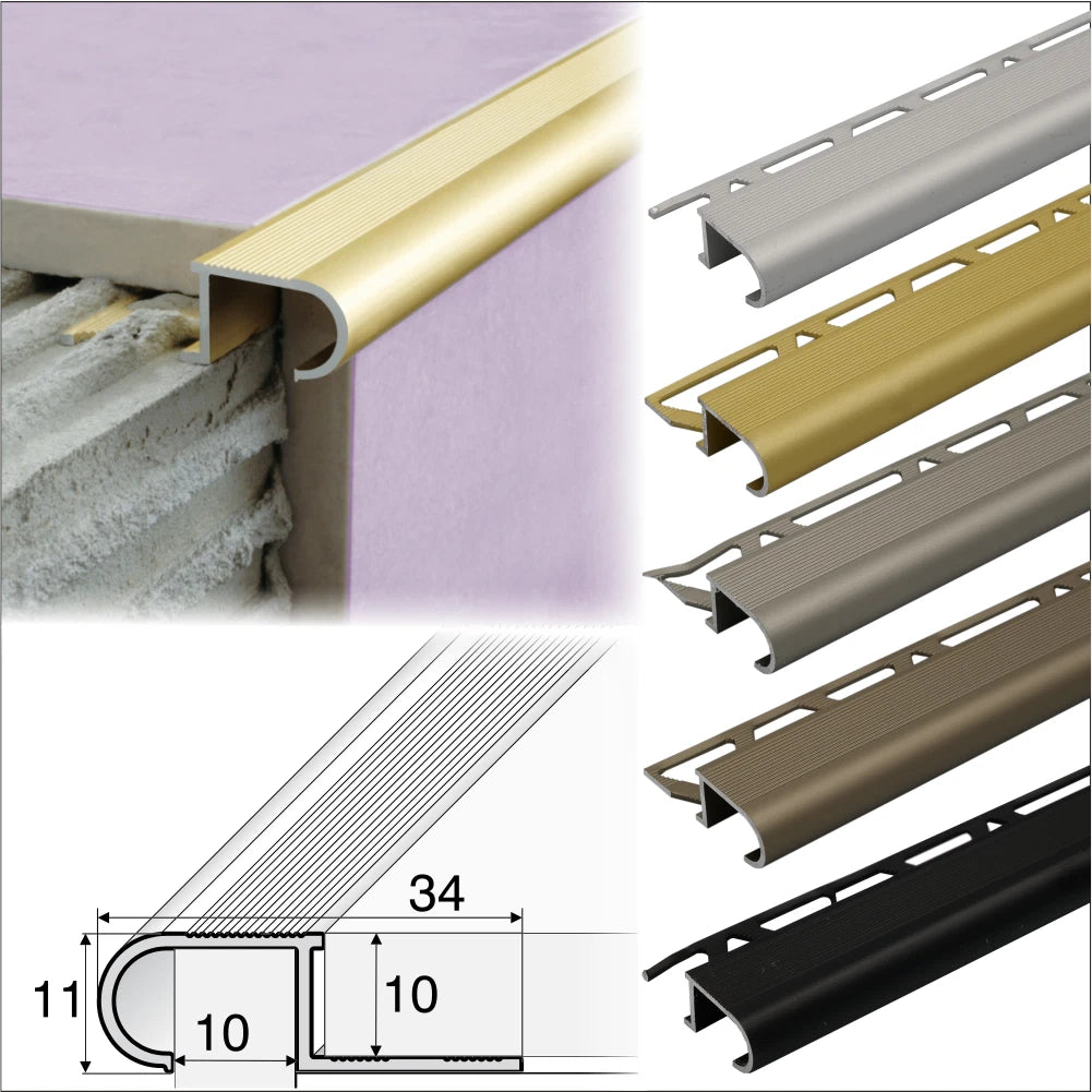 2.5m ANTI-SLIP STAIR NOSING EDGE TRIM STEP NOSE EDGING NOSINGS FOR TILES A81