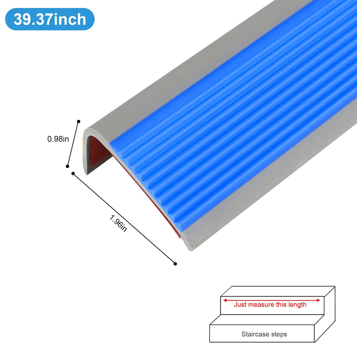 Rubber Stair Nosing Edge Anti non Slip PVC Angle Step Protect Edge Trim 39 Inch