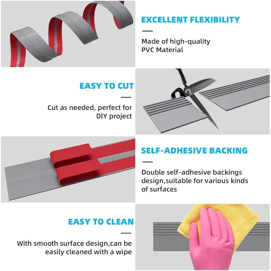 Stair Anti Slip Nosing, Self Adhesive Flexible Rubber Angle Edging Strip 4924-3