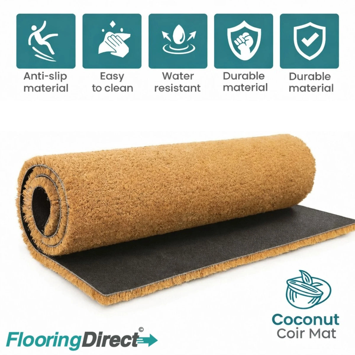 Natural Coir Matting 17mm PVC Backed Heavy Duty Entrance Door Mat Foyer Outdoor