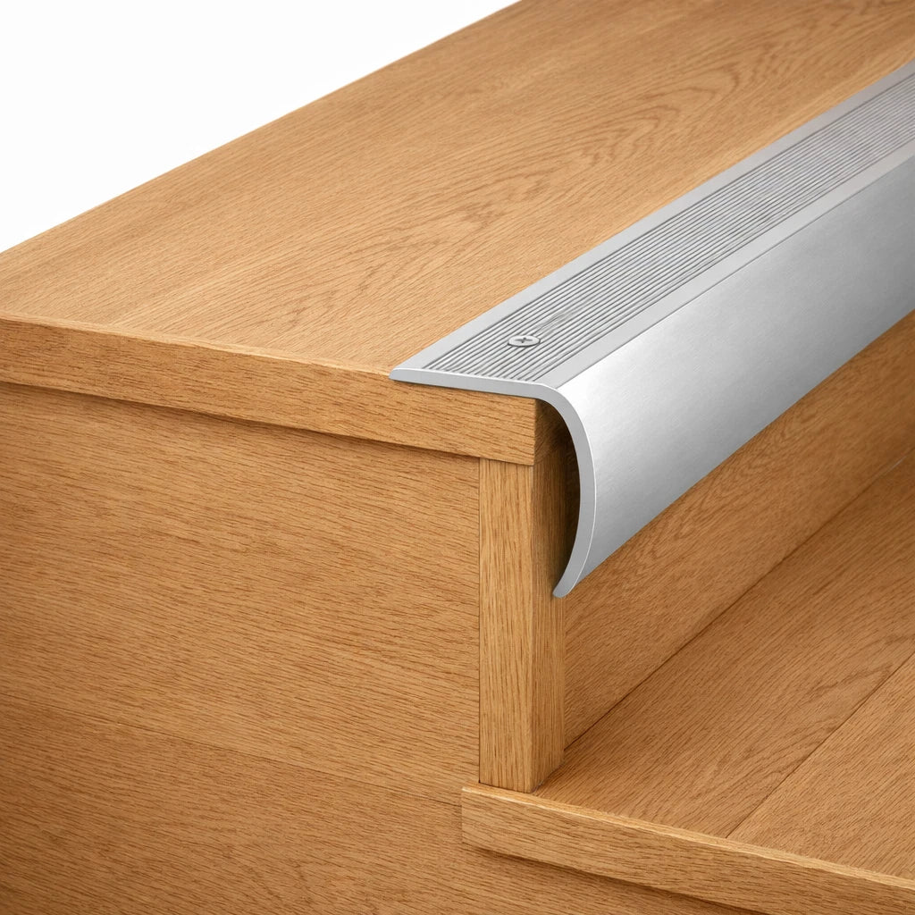 Aluminium Stair Nosing Bullnose Edge Trim Step Edging Anti Slip H28 2m long