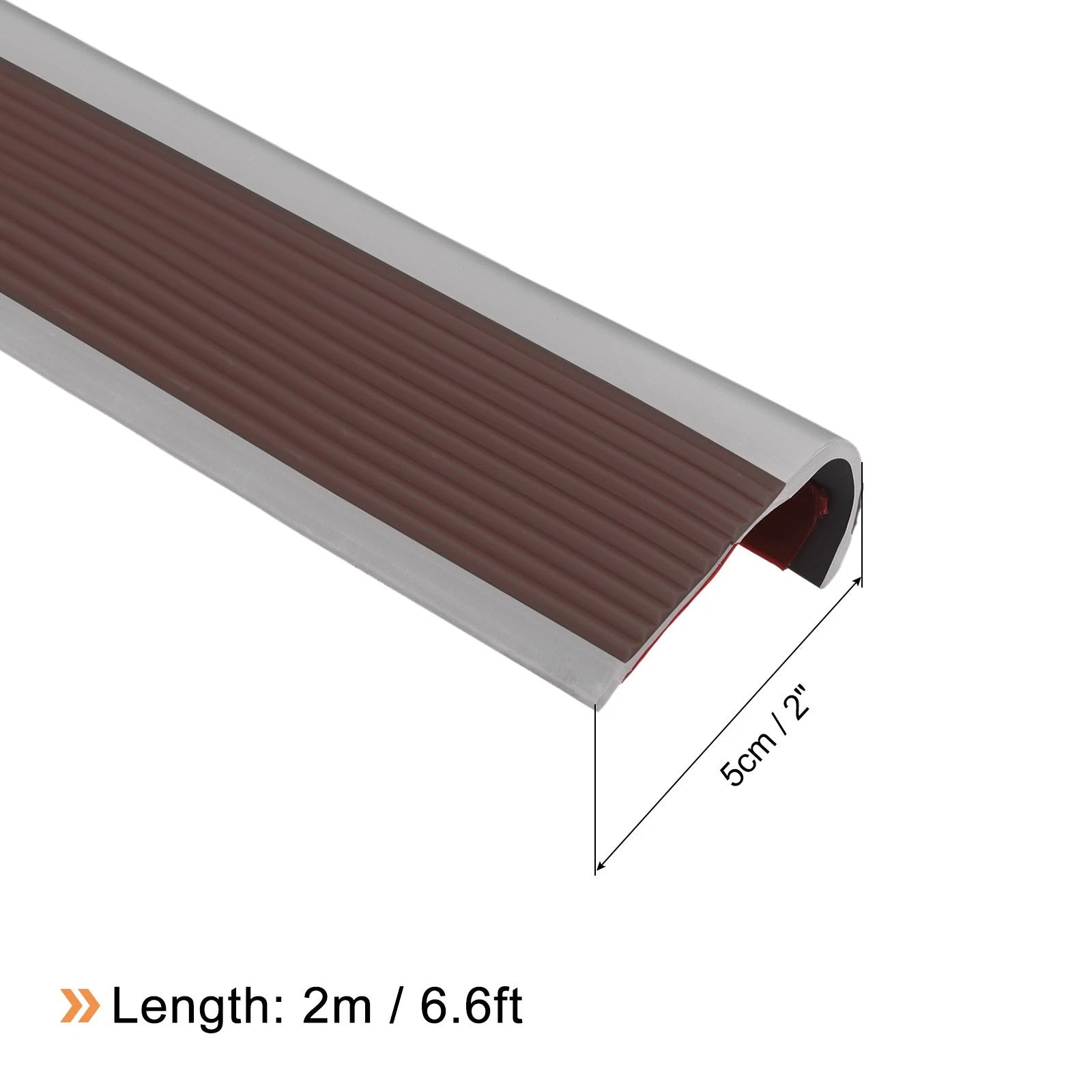 Stair Nosing, Vinyl Stair Edge Protector, Easy to Install, 6.6Ft, Coffee & Grey