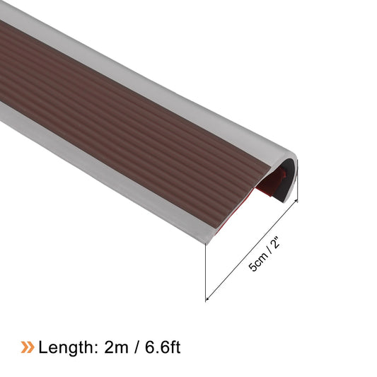 Stair Nosing, Vinyl Stair Edge Protector, Easy to Install, 6.6Ft, Coffee & Grey