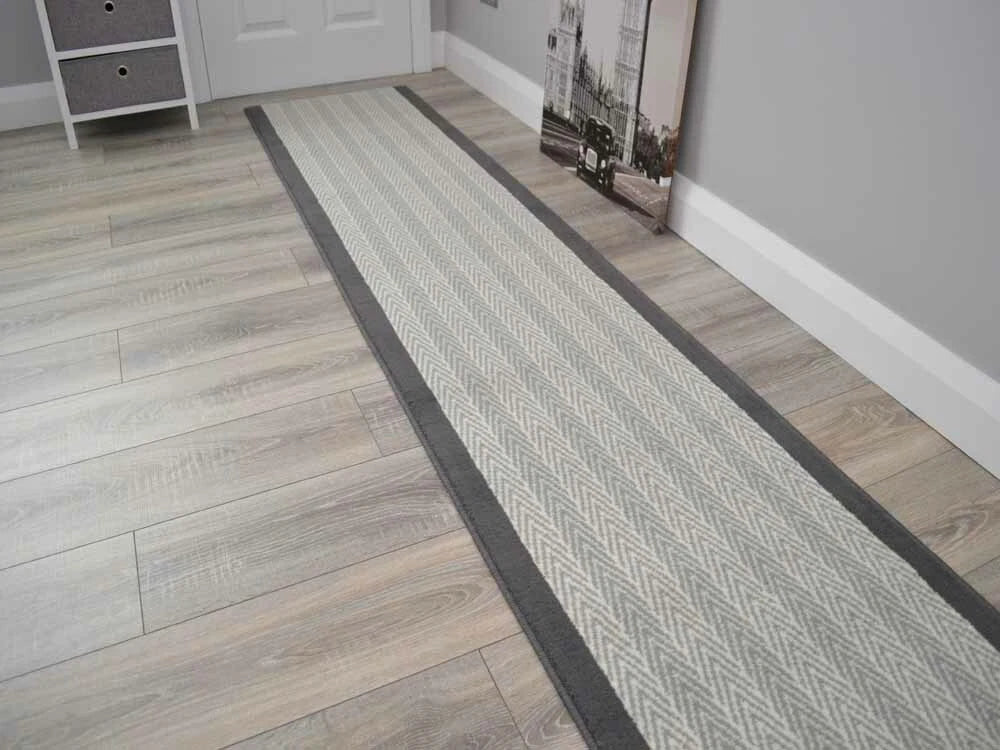 Grey Herringbone Stair Runners For Stairways Very Long Dark Border Carpet Rugs
