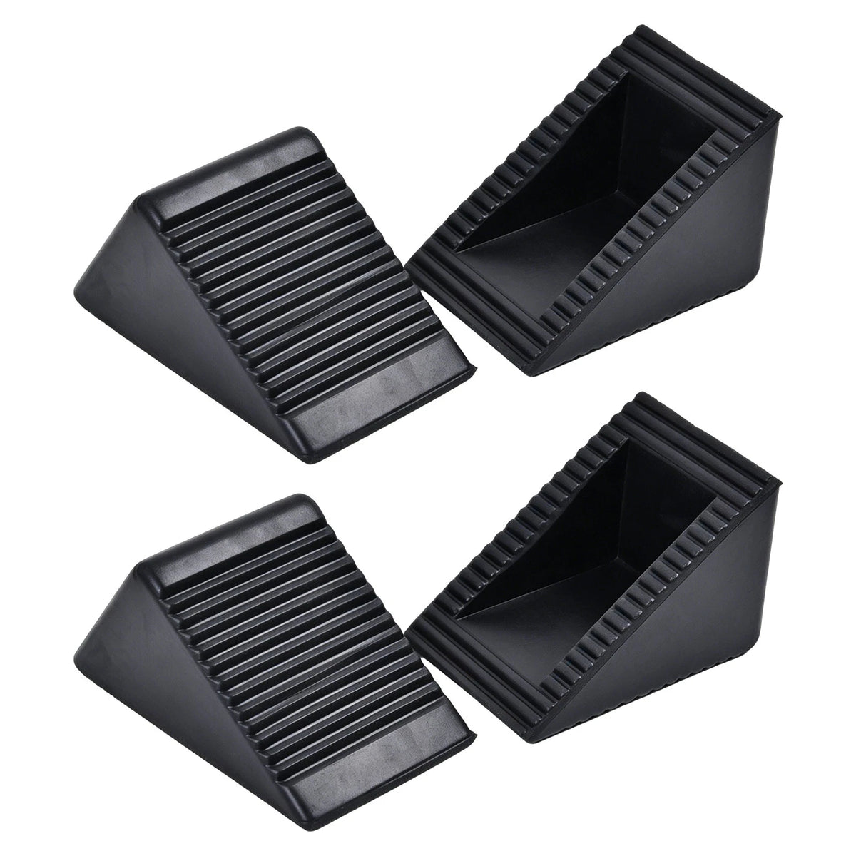4PCS Heavy Duty Rubber Wheel Chocks Blocks Tire Stopper For Truck RV Trailer Car