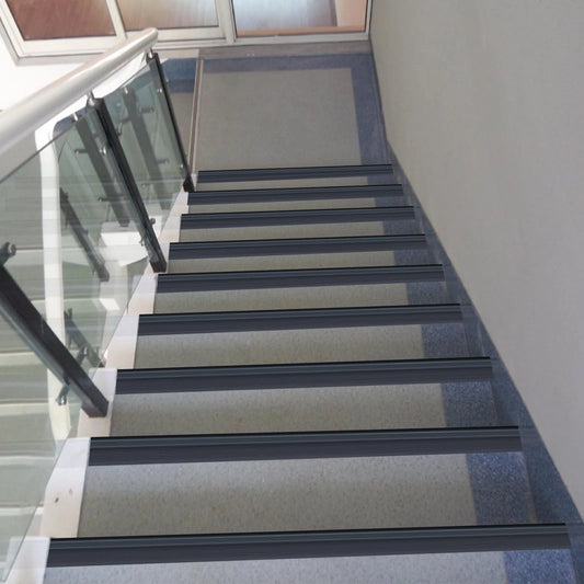 Stair Edge Trim,Vinyl Rubber Stair Nosing, Black Non-Slip Self Adhesive Stair E