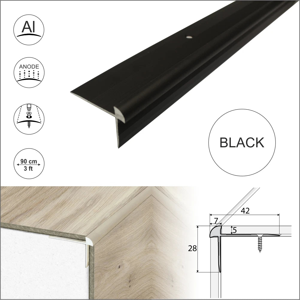 LVT 5mm Stair Nosing Aluminium Outer Corner Vinyl Flooring Edge Profile C29 Trim