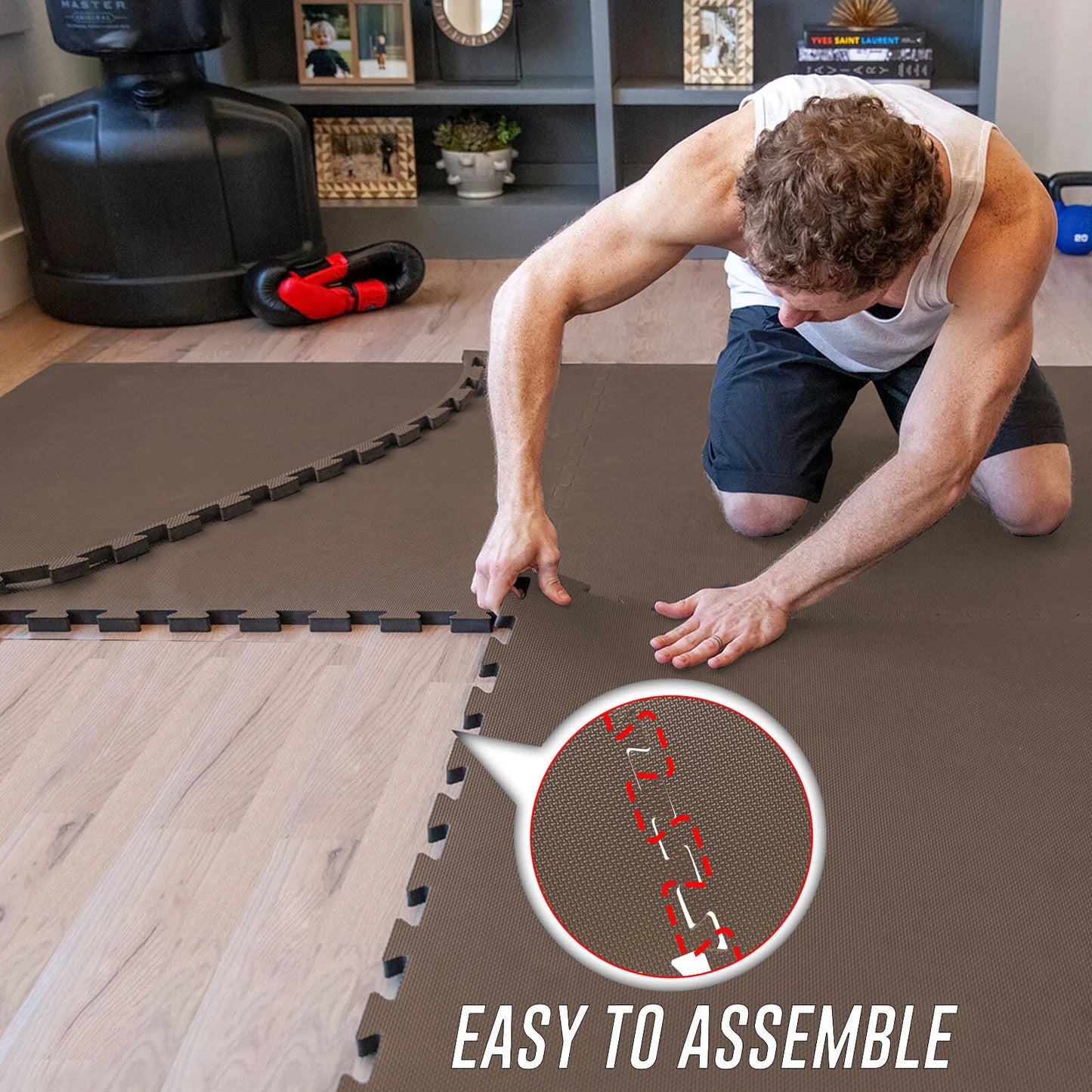 EVA INTERLOCKING FLOOR MATS SOFT FOAM GYM FLOORING MAT YOGA TILES 25 MM 60x60CM