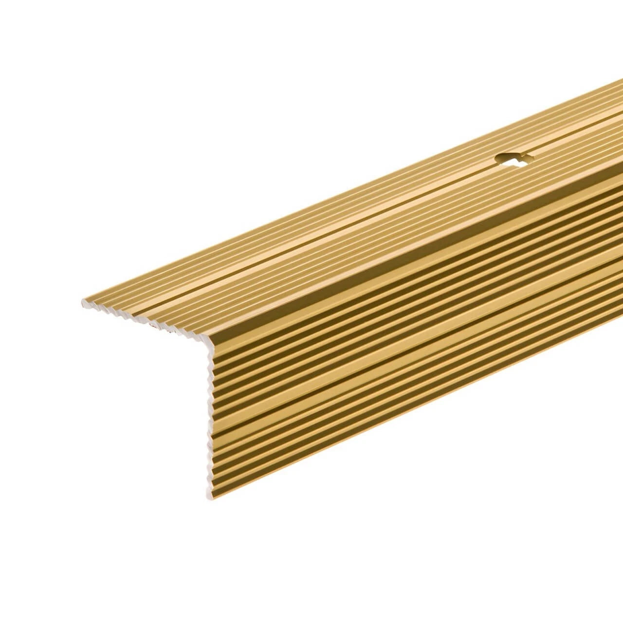 Stair Nosing 30x30mm Anodised Alum Ribbed Non-Slip Edge Trim Gold 1m Incl Screws