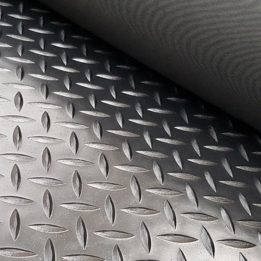 3mm Heavy Duty Rubber Flooring Matting 1.5m Wide Chequer Coin 5 Bar Fine Ribbed