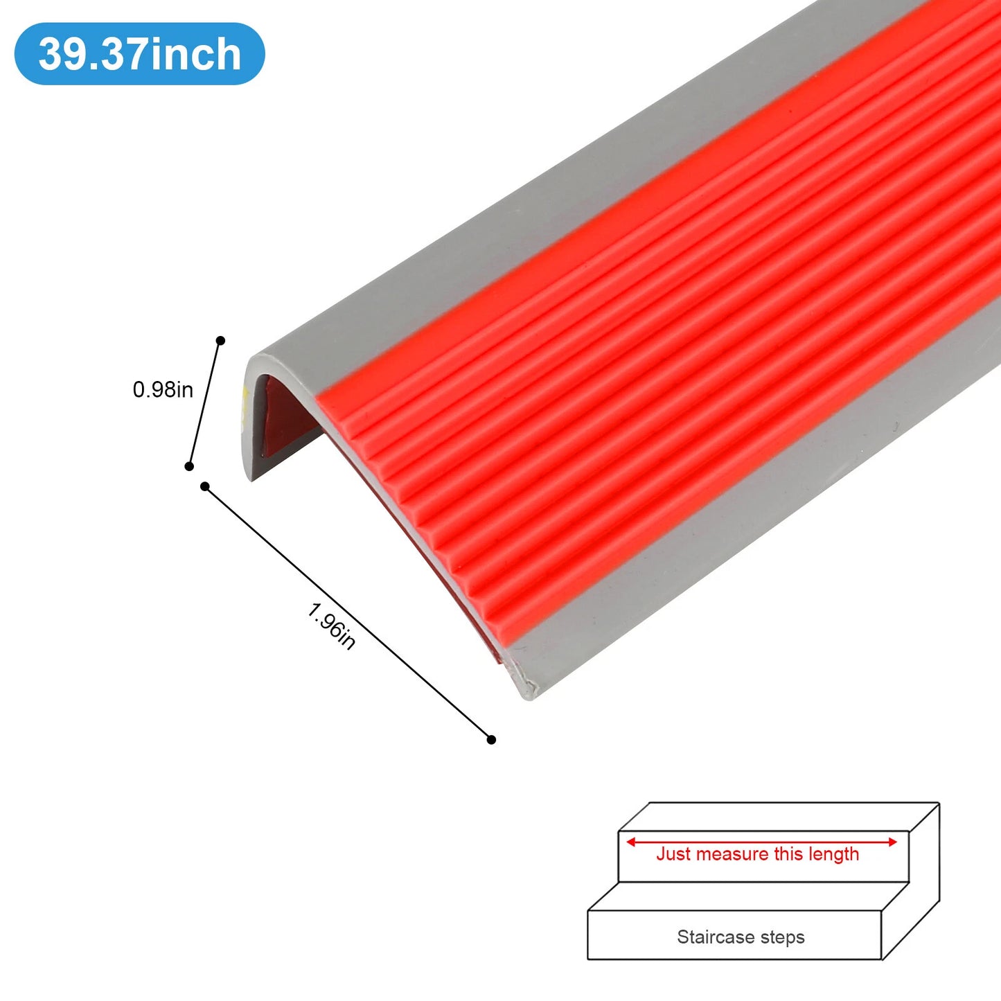 Rubber Stair Nosing Edge Anti non Slip PVC Angle Step Protect Edge Trim 39 Inch