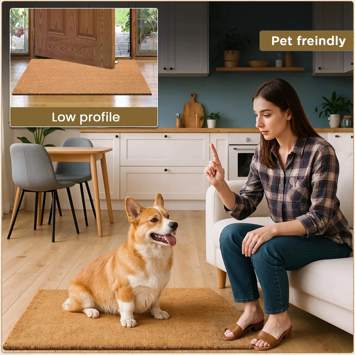 Coconut Coir Mat Heavy Duty Non Slip Door Mat Natural Matting Entrance Floor Mat