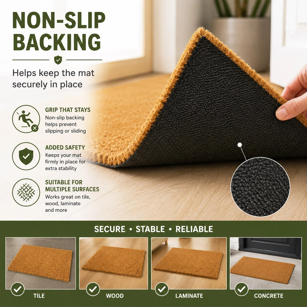 Heavy Duty Entrance Door Matting - Indoor / Outdoor Natural Coconut Coir Mats