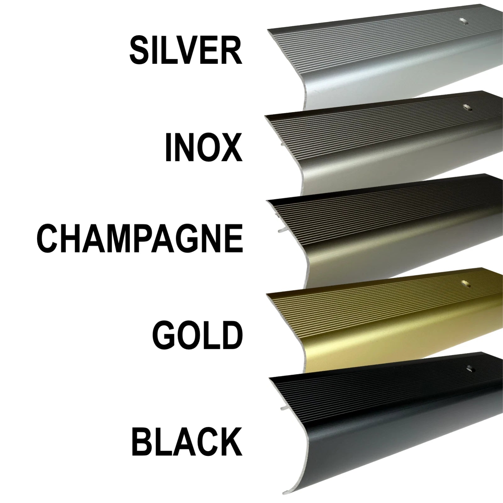 Aluminium Stair Nosing Bullnose Edge Trim Step Edging Heavy Duty Anti Slip H28
