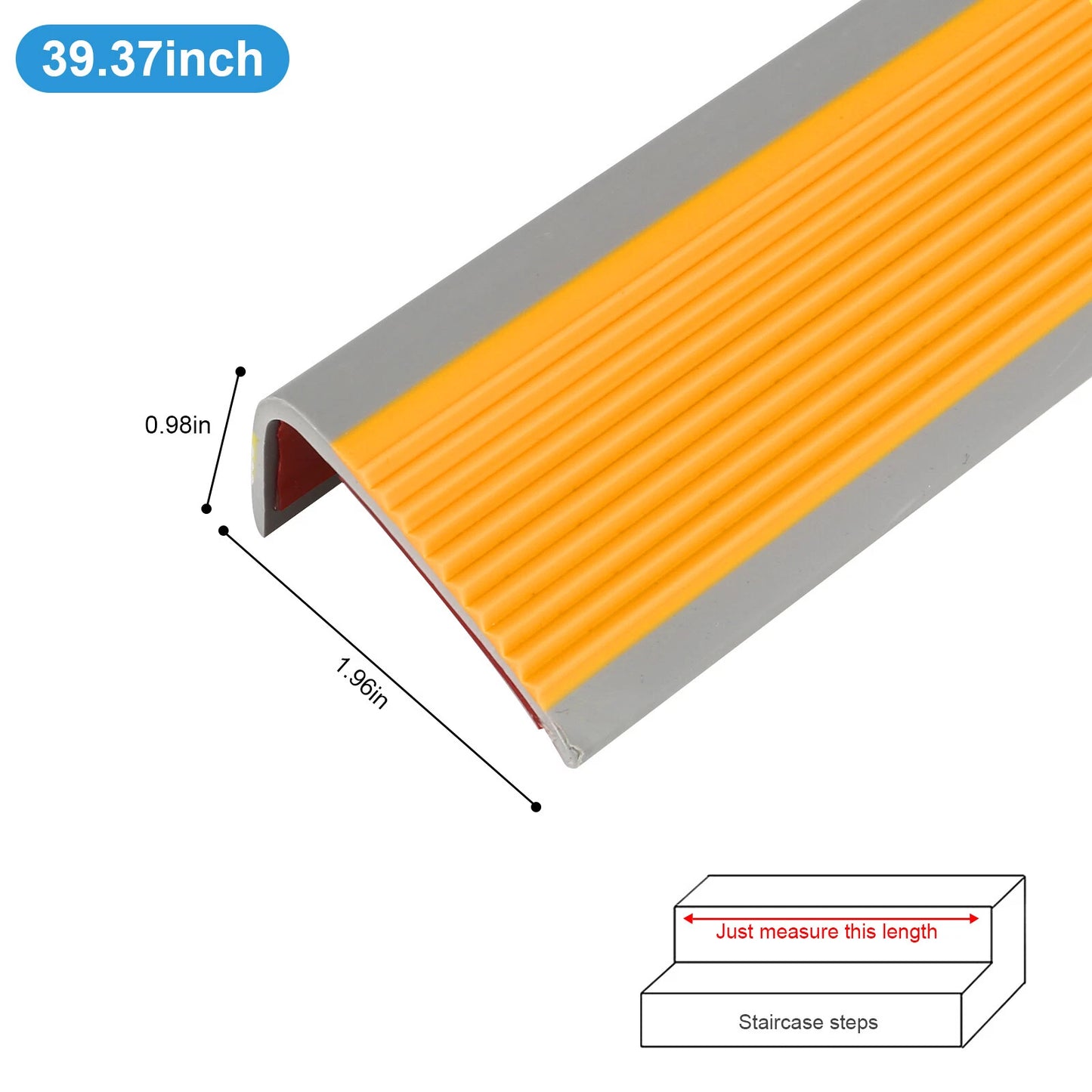 Rubber Stair Nosing Edge Anti non Slip PVC Angle Step Protect Edge Trim 39 Inch