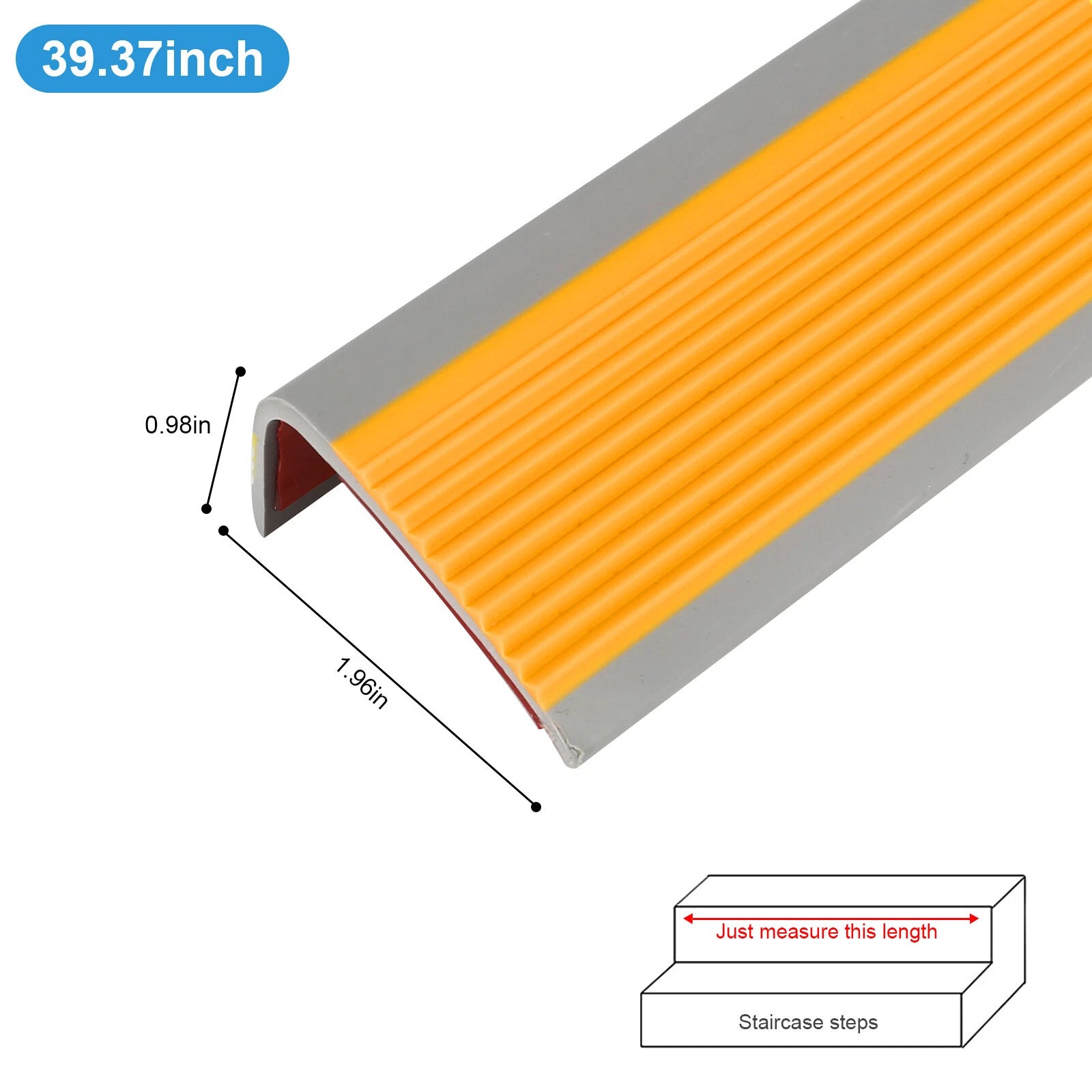 Rubber Stair Nosing Edge Anti non Slip PVC Angle Step Protect Edge Trim 39 Inch