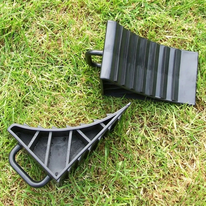 4Pcs Heavy Duty Solid Rubber Wheel Chocks Tire Stoppers For Truck RV Trailer Car