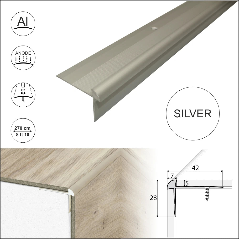 LVT 5mm Stair Nosing 2.7m Outer Corner Vinyl Flooring Aluminium Edge Profile C29